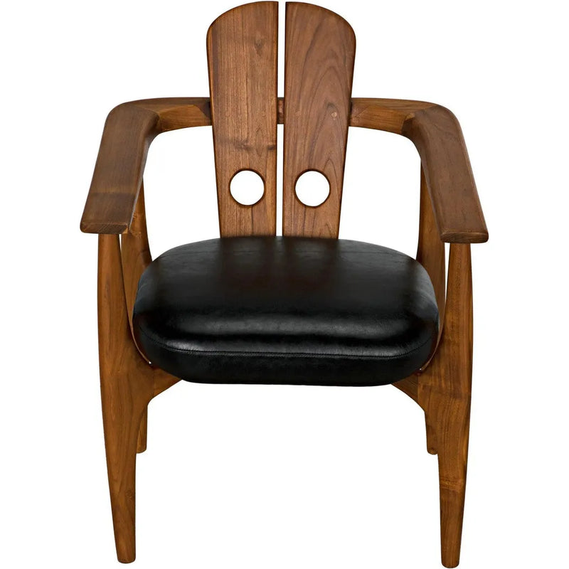 Kato Chair, Teak with Leather-Dining Chairs-Noir-LOOMLAN