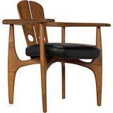 Kato Chair, Teak with Leather-Dining Chairs-Noir-LOOMLAN