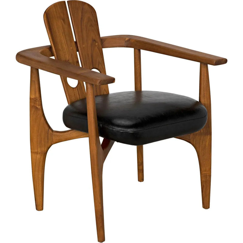 Kato Chair, Teak with Leather-Dining Chairs-Noir-LOOMLAN