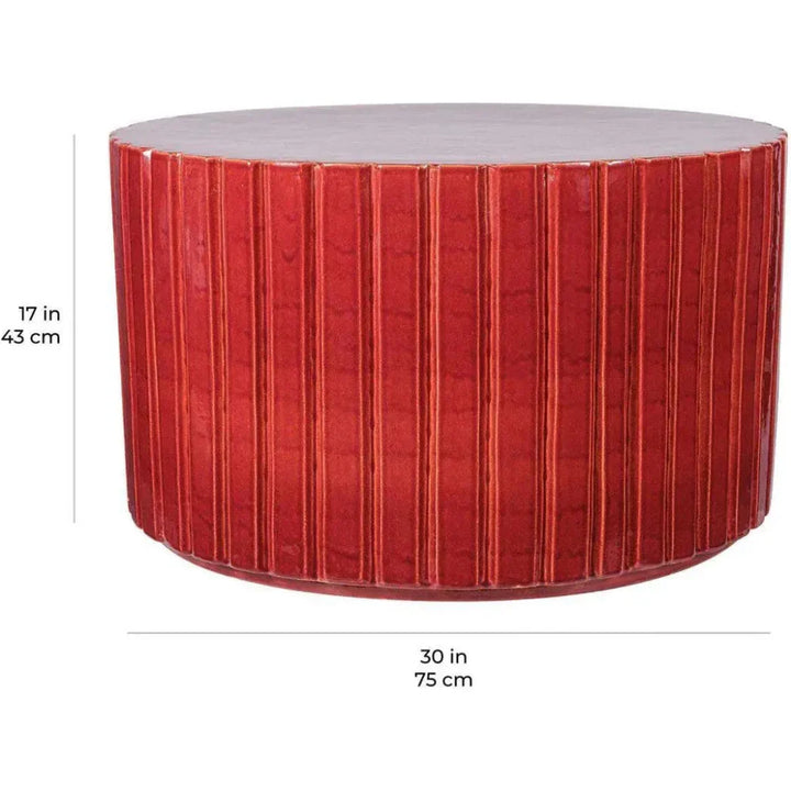 Katra Red Ceramic Outdoor Coffee Table-Outdoor Coffee Tables-Seasonal Living-LOOMLAN