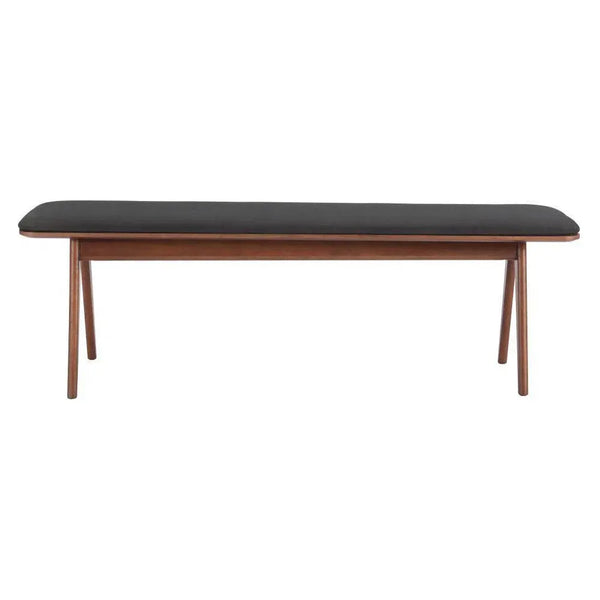 Kazwali Wood Black and Walnut Bench-Dining Benches-Zuo Modern-LOOMLAN