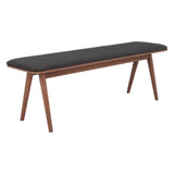 Kazwali Wood Black and Walnut Bench-Dining Benches-Zuo Modern-LOOMLAN