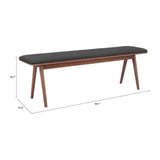 Kazwali Wood Black and Walnut Bench-Dining Benches-Zuo Modern-LOOMLAN