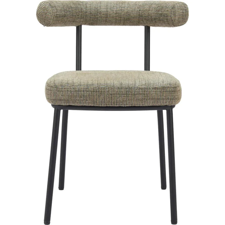 Kede Black Steel Green Tweed Dining Chair 2PC - LOOMLAN - Zuo Modern - Dining Chairs