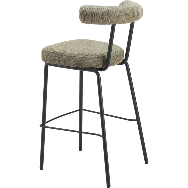 Kede Steel Green Tweed Barstool - LOOMLAN - Zuo Modern - Bar Stools
