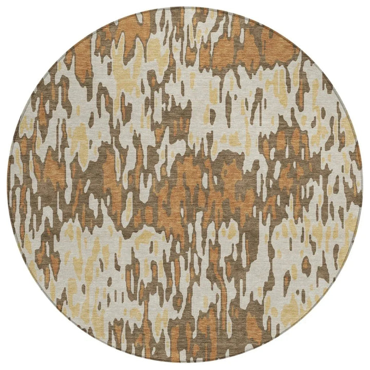 Ken Orange Washable Indoor-Outdoor Rug-Outdoor Rugs-LOOMLAN Rugs-8' x 8'-LOOMLAN