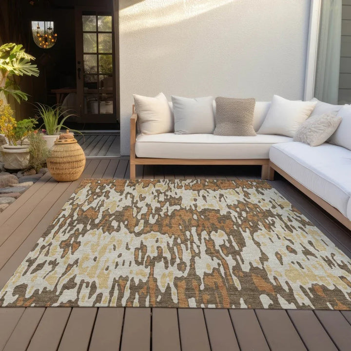 Ken Orange Washable Indoor-Outdoor Rug-Outdoor Rugs-LOOMLAN Rugs-LOOMLAN