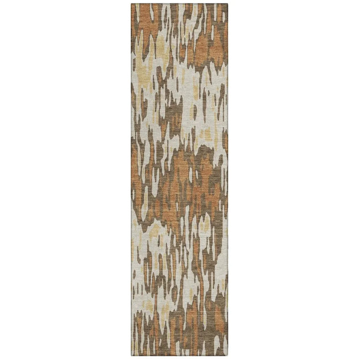 Ken Orange Washable Indoor-Outdoor Rug-Outdoor Rugs-LOOMLAN Rugs-2'3" x 7'6"-LOOMLAN