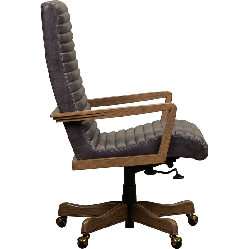 Kenan Leather Executive Swivel Chair-Office Chairs-Olivia + Quinn-LOOMLAN