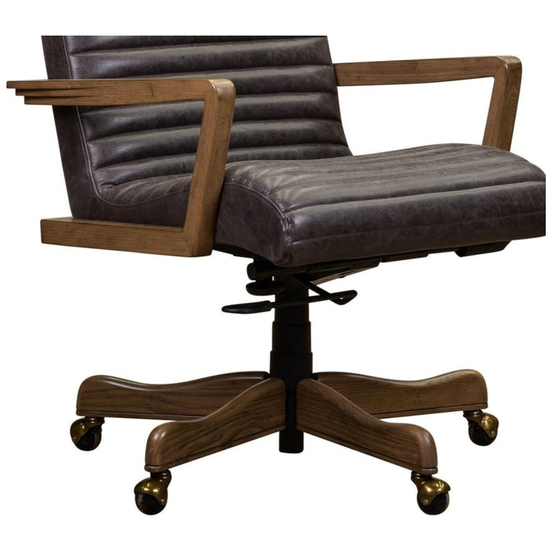 Kenan Leather Executive Swivel Chair-Office Chairs-Olivia + Quinn-LOOMLAN