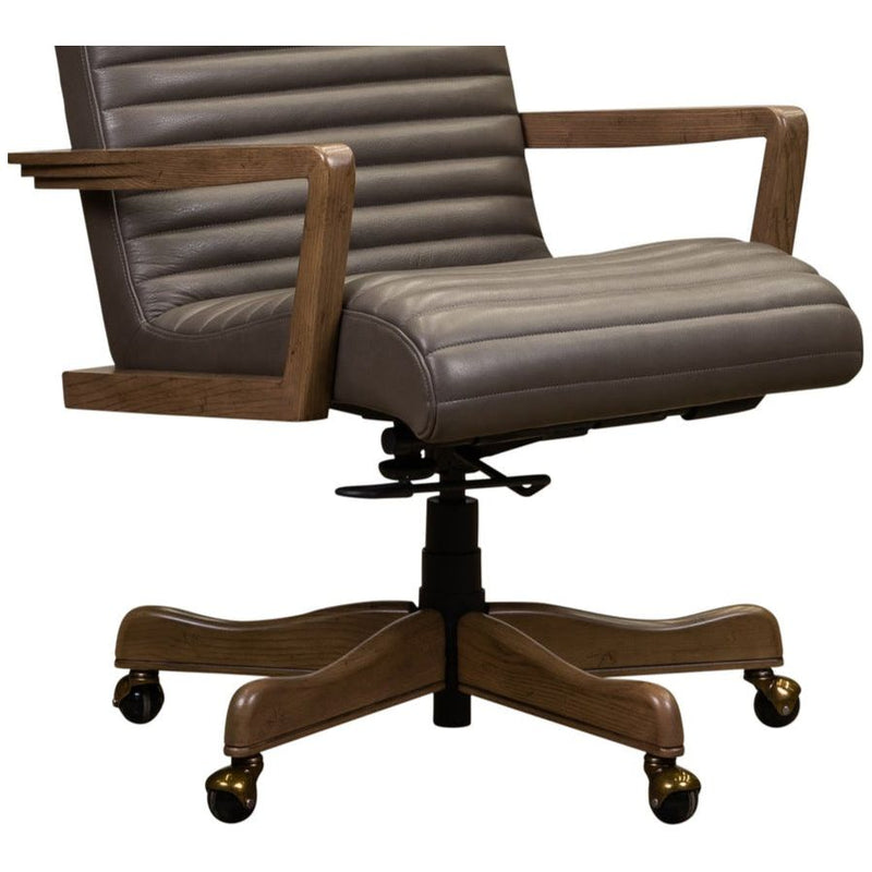 Kenan Leather Executive Swivel Chair-Office Chairs-Olivia + Quinn-LOOMLAN