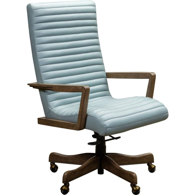 Kenan Leather Executive Swivel Chair-Office Chairs-Olivia + Quinn-Murphy Sky-LOOMLAN