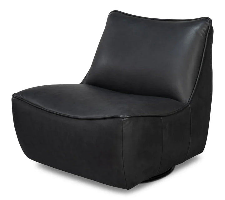 Kennett Leather Swivel Chair - LOOMLAN - Sarreid - Club Chairs
