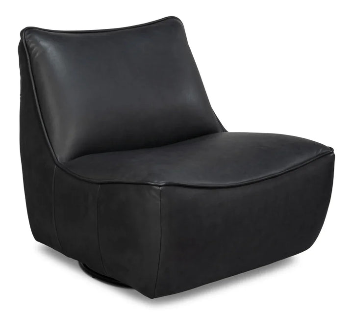 Kennett Leather Swivel Chair - LOOMLAN - Sarreid - Club Chairs