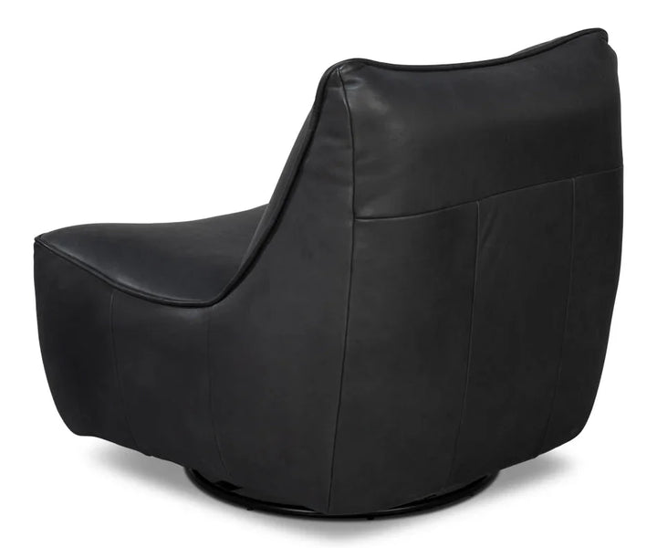 Kennett Leather Swivel Chair - LOOMLAN - Sarreid - Club Chairs