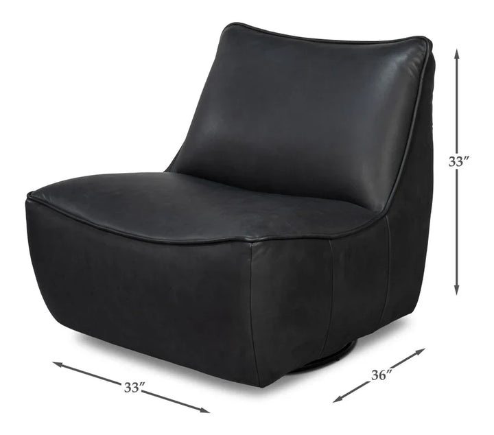 Kennett Leather Swivel Chair - LOOMLAN - Sarreid - Club Chairs