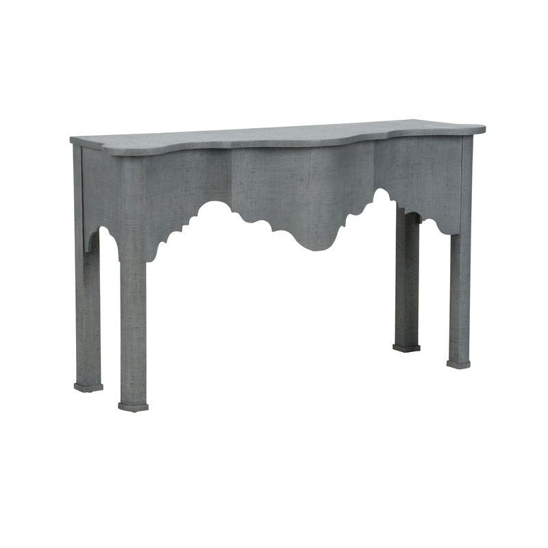 Kensington Raffia Wrapped Classic Console Table-Console Tables-Chelsea House-Blue-LOOMLAN