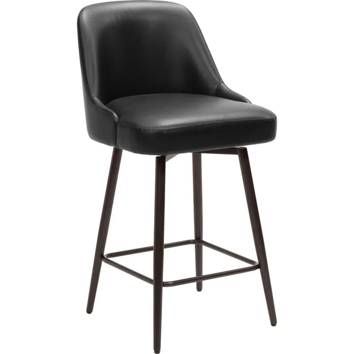 Keppel Swivel Counter Stool Black & Bronze - LOOMLAN - Zuo Modern - Counter Stools