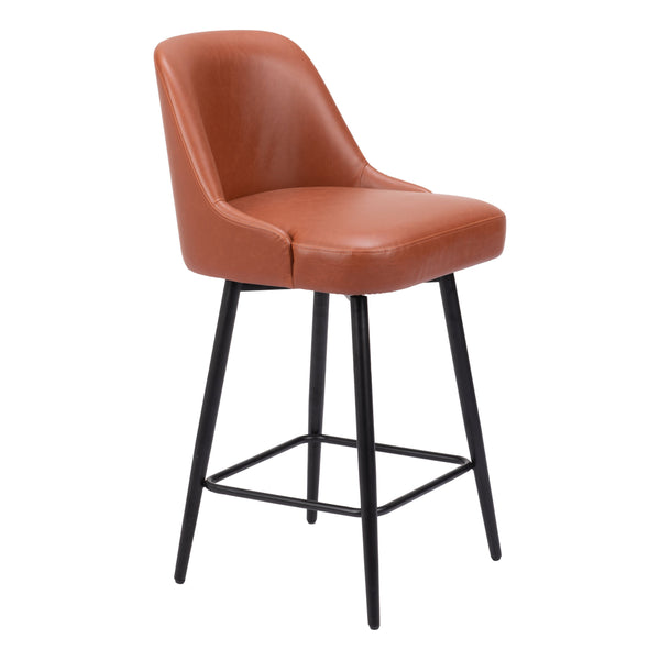 Keppel Swivel Counter Stool Brown-Counter Stools-Zuo Modern-LOOMLAN