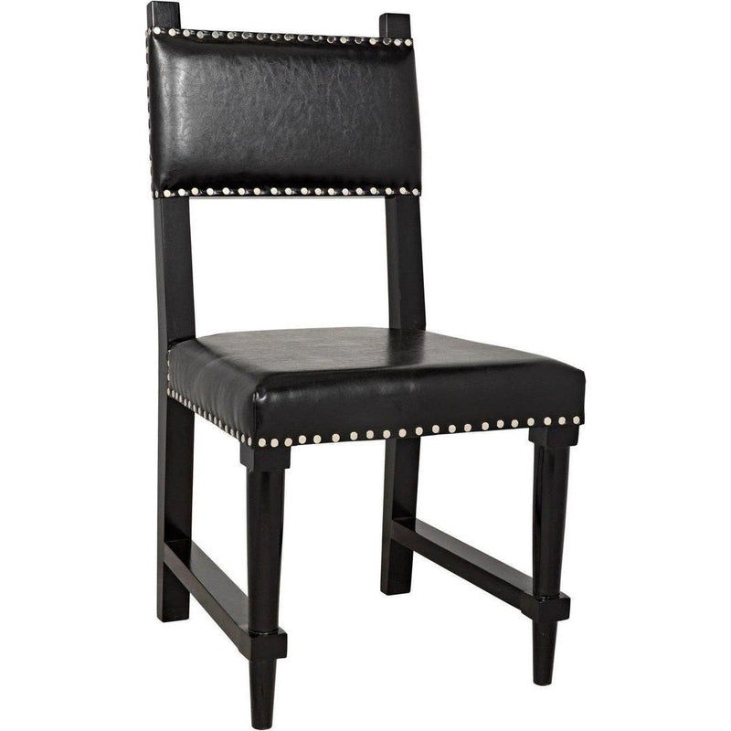 Kerouac Leather Armless Dining Chair-Dining Chairs-Noir-Black-LOOMLAN