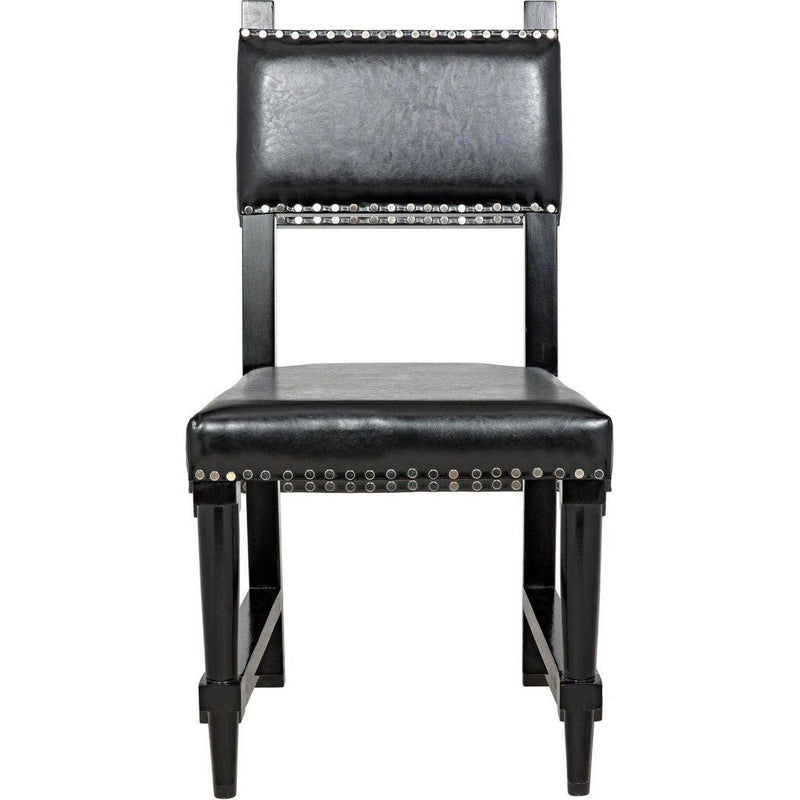 Kerouac Leather Armless Dining Chair-Dining Chairs-Noir-LOOMLAN