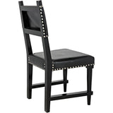 Kerouac Leather Armless Dining Chair-Dining Chairs-Noir-LOOMLAN