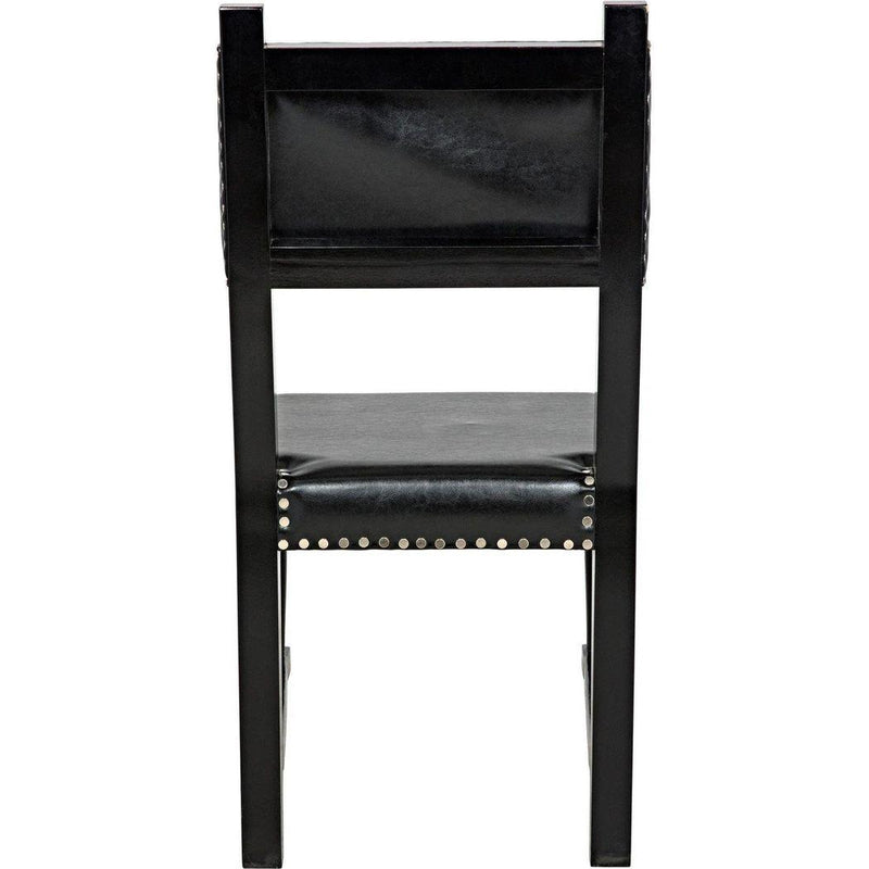 Kerouac Leather Armless Dining Chair-Dining Chairs-Noir-LOOMLAN