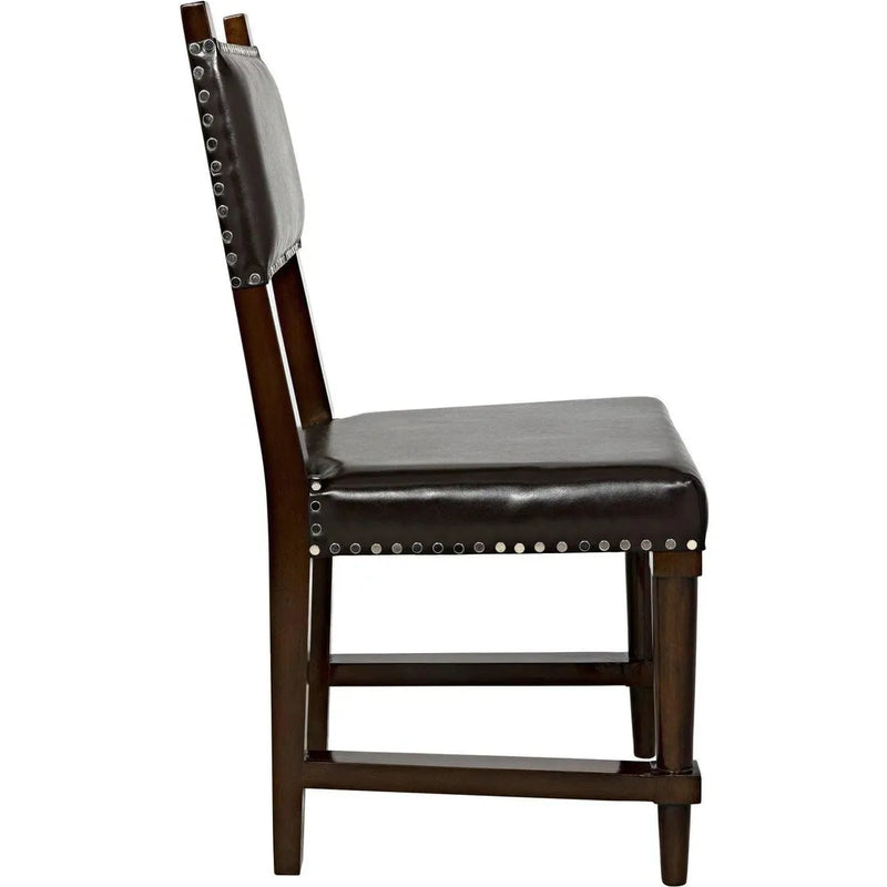 Kerouac Leather Armless Dining Chair-Dining Chairs-Noir-LOOMLAN