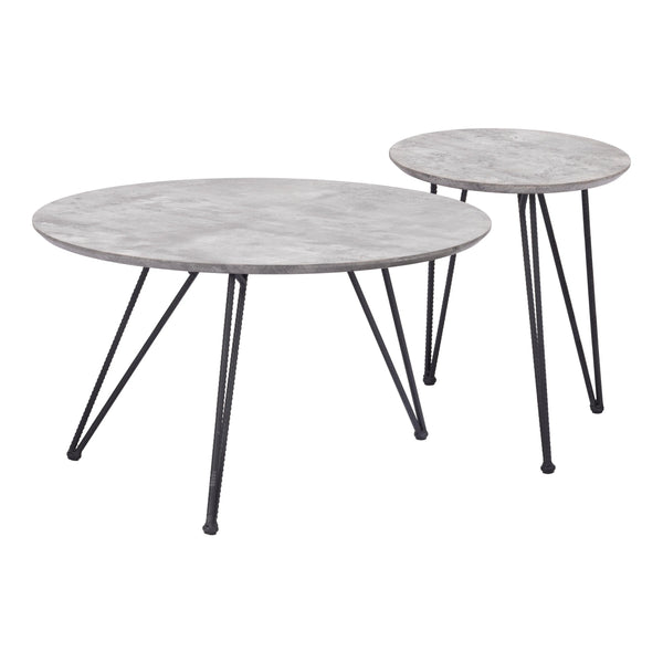 Kerris Coffee Table Set Gray & Black Coffee Tables LOOMLAN By Zuo Modern