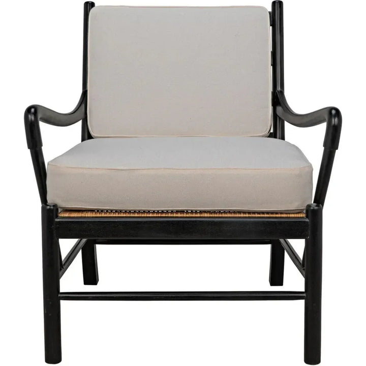Kevin Wood and Rattan Black Arm Chair - LOOMLAN - Noir - Accent Chairs