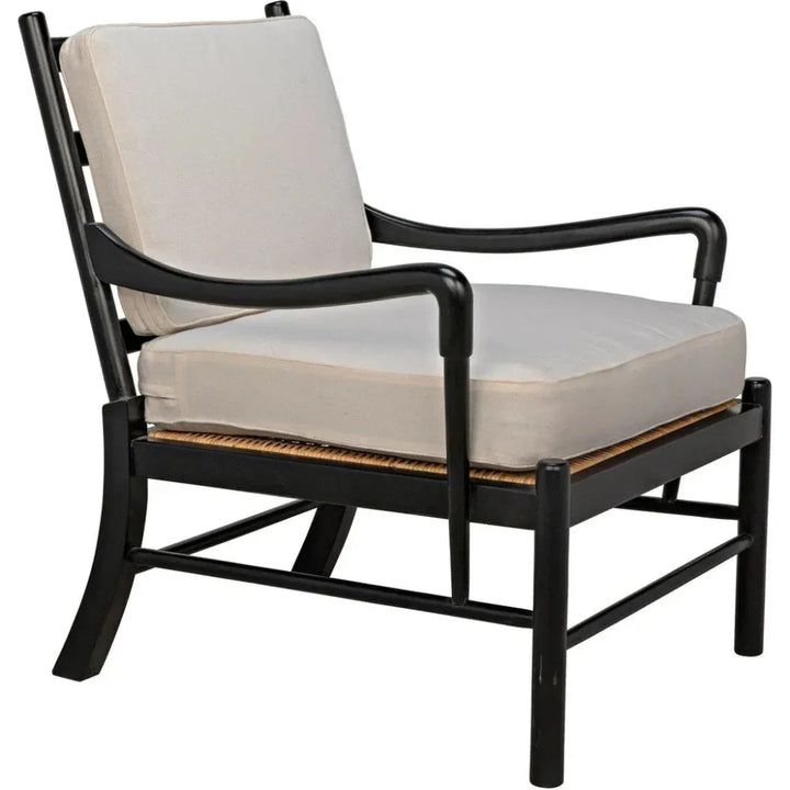 Kevin Wood and Rattan Black Arm Chair - LOOMLAN - Noir - Accent Chairs