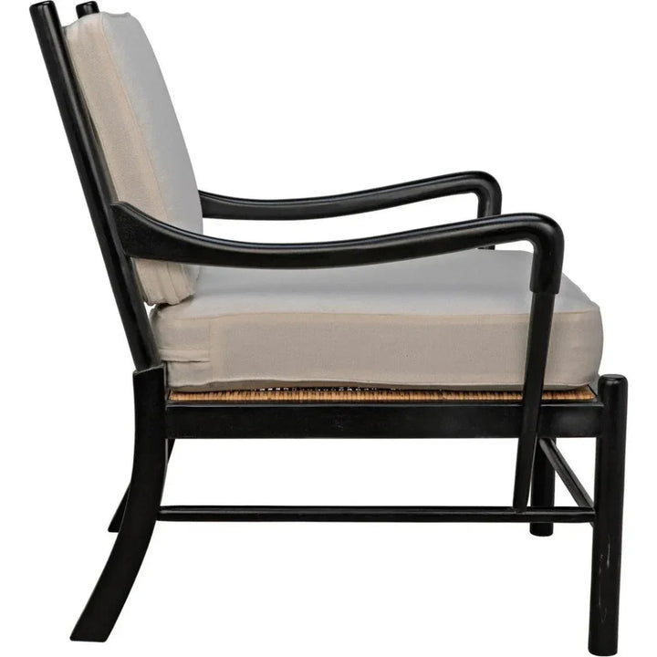 Kevin Wood and Rattan Black Arm Chair - LOOMLAN - Noir - Accent Chairs