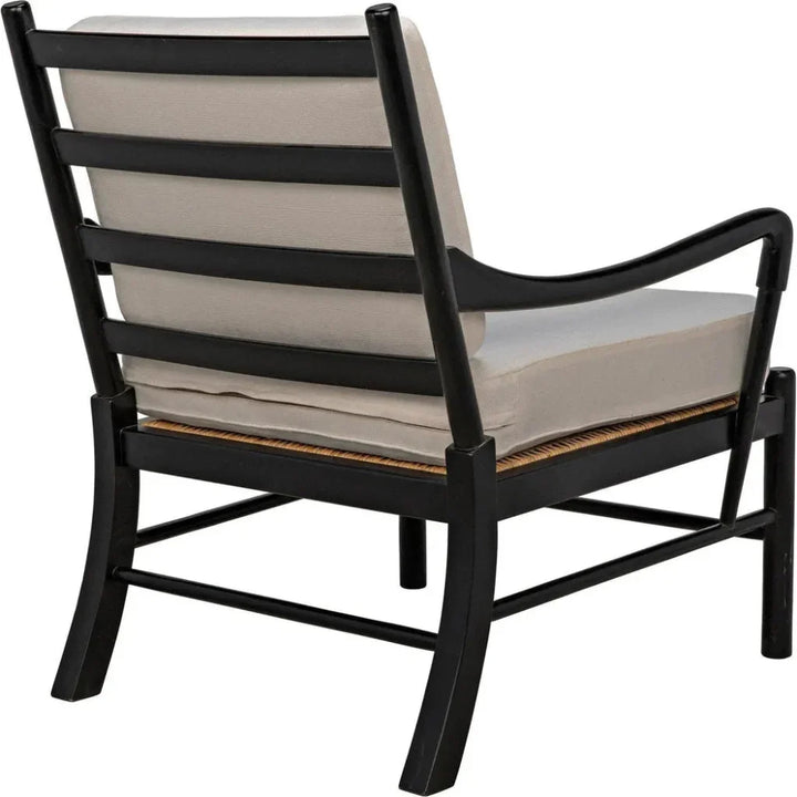 Kevin Wood and Rattan Black Arm Chair - LOOMLAN - Noir - Accent Chairs