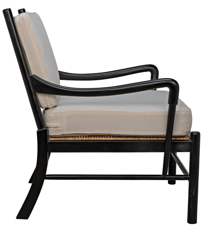 Kevin Wood and Rattan Black Arm Chair-Club Chairs-Noir-LOOMLAN