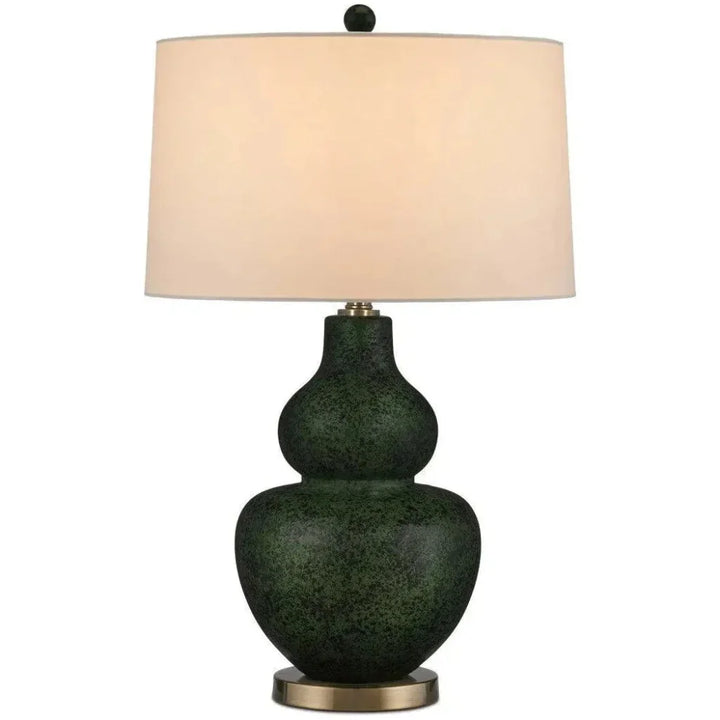 Kinnaird Ceramic & Metal Dark Green Table Lamp - LOOMLAN - Currey & Co - Table Lamps