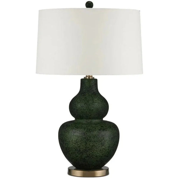 Kinnaird Ceramic & Metal Dark Green Table Lamp - LOOMLAN - Currey & Co - Table Lamps