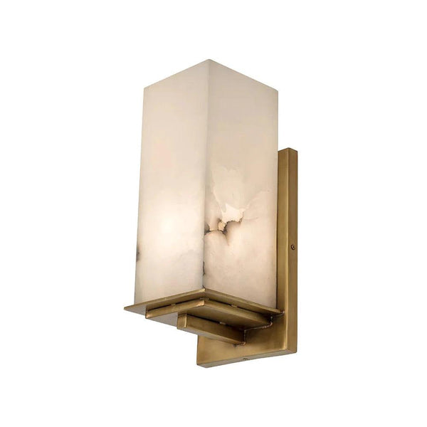 Kinu Sconce Alabaster & Antique Brass-Wall Sconces-SUNPAN-LOOMLAN