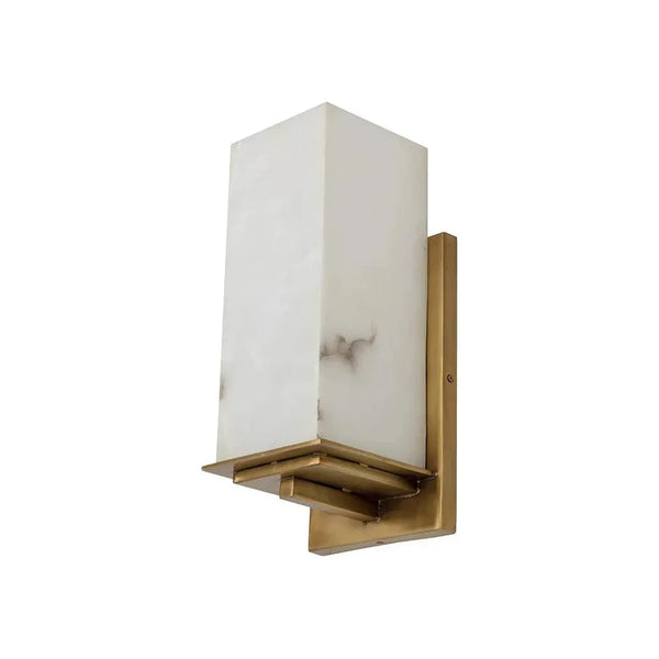 Kinu Sconce Alabaster & Antique Brass-Wall Sconces-SUNPAN-LOOMLAN