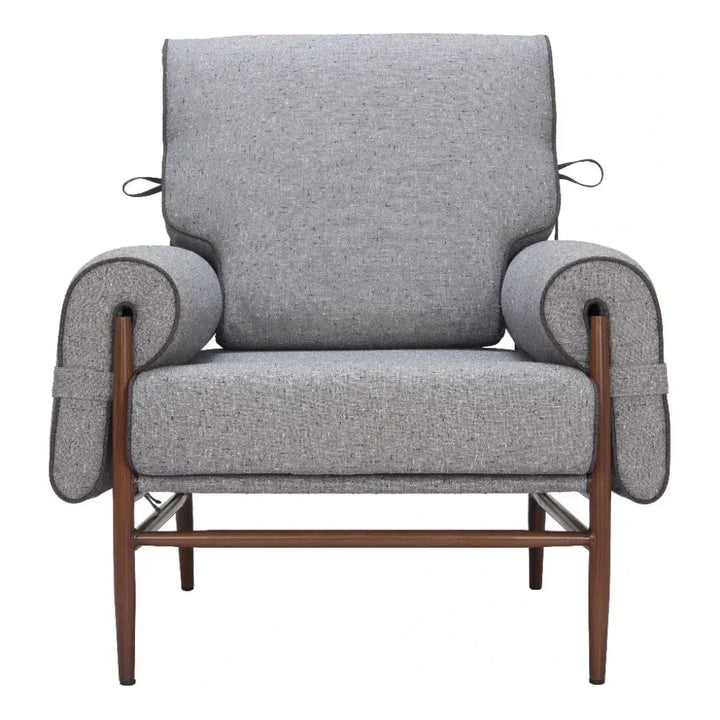 Klem Wood and Steel Gray Accent Arm Chair - LOOMLAN - Zuo Modern - Accent Chairs