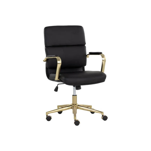 Kleo Leather Stylish Office Chair-Office Chairs-SUNPAN-Onyx-LOOMLAN