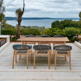 Klint 7-Piece Rectangular Teak Outdoor Dining Set with Stacking Armchairs-Outdoor Dining Sets-HiTeak-LOOMLAN