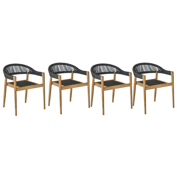 Klint Teak Outdoor Stacking Armchair (Set of 4)-Outdoor Dining Chairs-HiTeak-LOOMLAN