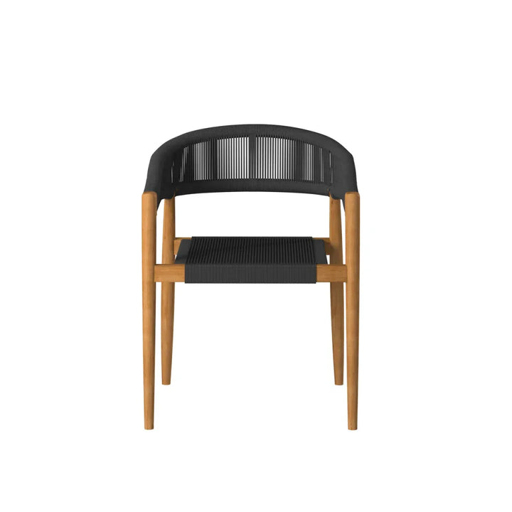 Klint Teak Stackable Rope Patio Dining Armchair 4PC-Outdoor Dining Chairs-HiTeak-LOOMLAN