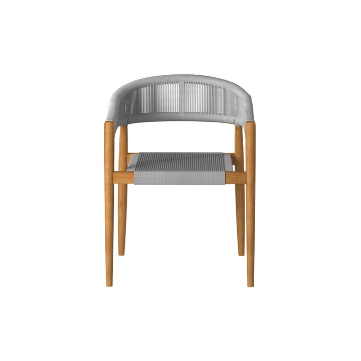 Klint Teak Stackable Rope Patio Dining Armchair 4PC-Outdoor Dining Chairs-HiTeak-LOOMLAN