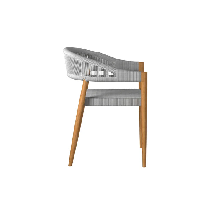 Klint Teak Stackable Rope Patio Dining Armchair 4PC-Outdoor Dining Chairs-HiTeak-LOOMLAN