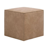 Knox Accent Cube Brown Leather Pouf