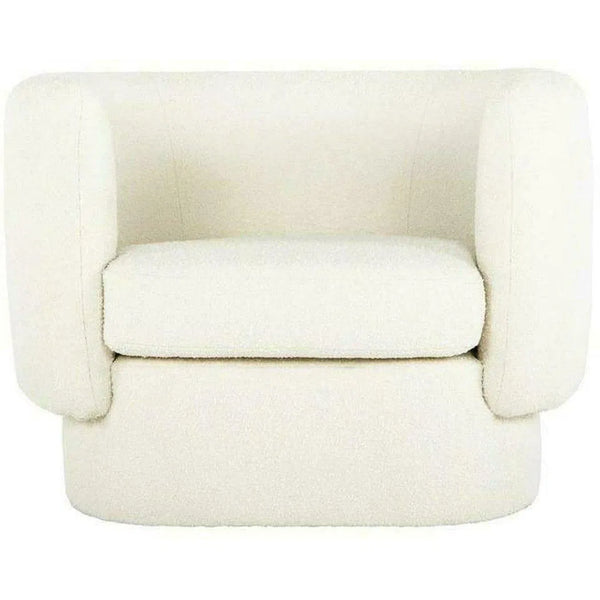 Koba Boucle Sheepskin White Sherpa Round Bucket Accent Chair Club Chairs LOOMLAN By Moe's Home