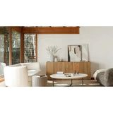 84" Koba Boucle Sheepskin White Sherpa Contemporary Barrel Sofa Sofas & Loveseats LOOMLAN By Moe's Home