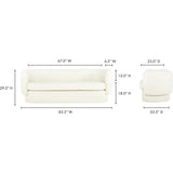 84" Koba Boucle Sheepskin White Sherpa Contemporary Barrel Sofa Sofas & Loveseats LOOMLAN By Moe's Home