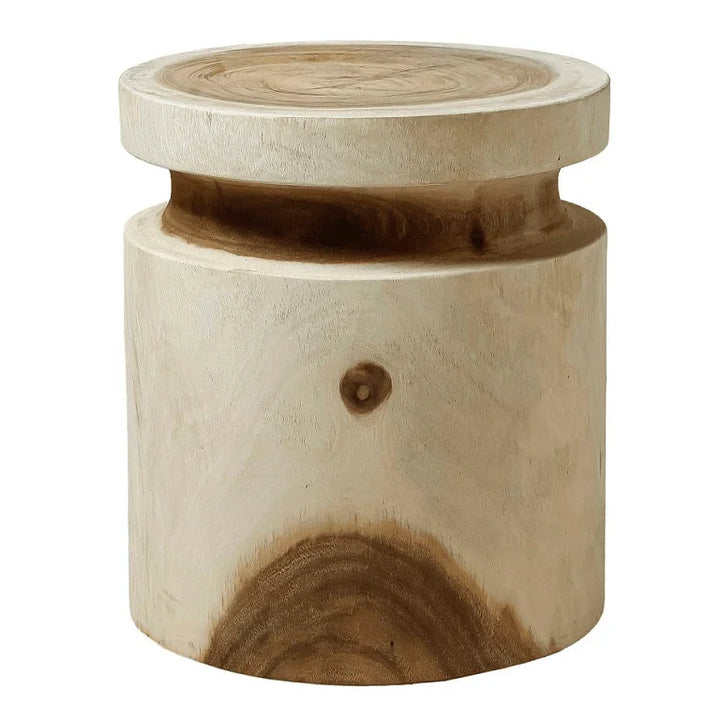 Kofi Natural Suar Wooden Outdoor Stool-Garden Stools-Artesia-LOOMLAN